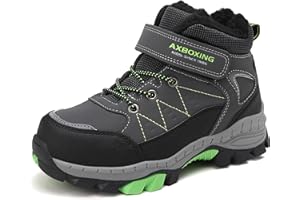 TARELO Winterschuhe Kinder rutschfeste Winterstiefel Mid Schneestiefel Jungen Unisex Gefütterte Wanderschuhe 32-39