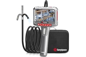 Cámara Endoscópica, Sanyipace Endoscopio Industrial Tuberias con 8+1 Luces LED, Cámara de Inspección de Doble Lente, DVR & Grabador de Audio,2 MP Endoscopio Tuberias, 5FT/1.5M Cable