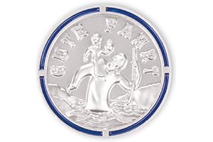 FRITZ COX Automedaille Christophorus 'Gute Fahrt' mit Rand in blau