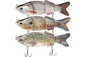 TRUSCEND Easy Catch Swimmax, Magic Noisy Turbulent Wiggling and Vibrating Actions for More Bites Segmented Swimbait Jointed by Strongest Fiber, Lifelike Fishing Lures for Family Fishing