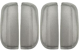 MUEEAD 4 Gray Seat Belt Shoulder Pads, Comfortable Wrapping for Baby Strollers, Seat Belt Covers, Breathable Shoulder Pads, Skin Friendly and Soft, Versatile for All Seasons.