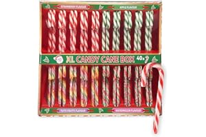 SWEET BUDDIES XL Candy Canes 40er Pack (40 x 12g) – Bunte Zuckerstangen in 4 Geschmacksrichtungen: Erdbeere, Apfel, Tutti Frutti & Wassermelone – Weihnachts-Süßigkeiten vegan, halal und glutenfrei – Weihnachtsdeko