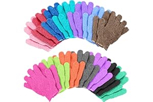 Duufin 14 Pairs Exfoliating Gloves Body Scrubber Bath Glove Scrubbing Gloves for Shower, Spa, Massage, Dead Skin Cell Remover, 14 Colours