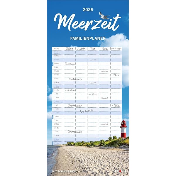 Planificador Familiar 2025 An Der Waterkant - Calendario 5 Columnas, Tema Mar Báltico
