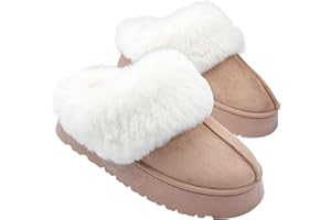 CityComfort Sherpa Lined Slippers for Women Teenagers, Fluffy Slip-On House Shoes with Non Slip Sole - Gifts for Her