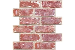 COMSTICKC Paneles de Pared 3D Adhesivo Ladrillo Rojo, 10 Piezas, 30 x 30 cm, Autoadhesivos PVC 3D Decorativo Panel de Pared, 3D Ladrillo Papel Pintado Adhesivos para Salón Oficina Cocina