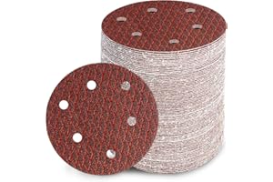 GEOGIEEW 80 Piezas Discos Para Lijas 125mm, 60/80/120/150/180/240/320/400 Granos Lija Circular con 6 Agujeros Para Lijadora Excéntrica y Lijadora Orbital