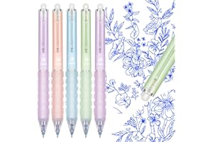 KERIFI Wymazywalne pióro kulkowe, niebieski z miękkim uchwytem 0,5 mm, wysuwany, do planowania pamiętników, artykułów szkolnych, materiałów biurowych, 5 szt