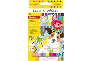 Eberhard Faber 550020 - Set di pennarelli Colori, 20 matite colorate in scatola di cartone, pennarelli con punta spessa e sottile
