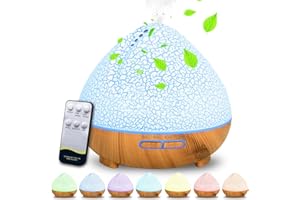 ZZXLOPEZ Difusor Aceites Esenciales, 500ML Humificador de Aromas Ultrasonico, Difusor de Aromaterapia con Mando a Distancia y 7 Color LED, Humidificador, Difusor de Aroma para Oficina, Salón, SPA