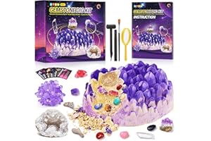 MYSTOOY Zestaw do wykopalisk minerałów, zestaw do wykopalisk dla dzieci, zestaw eksperymentalny z kamieniami mineralnymi, geodami, kryształami, na imprezę urodzinową dla dzieci w wieku od 6, 7, 8, 9, 10 lat,