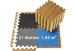 ‎ALPIDEX ALPIDEX 1,95 m² Bodenschutzmatte 21 Stück 30x30x1 cm Schutzmatten Set Sportmatte Gymnastikmatte Sportgeräte Matte Fitnessmatte Turnmatte Unterlegmatte Bodenmatte Trainingsmatte Gummimatte