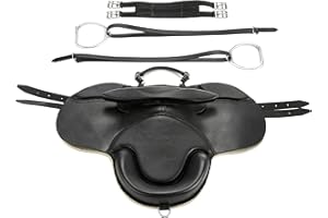 Cwell Equine NEW Leather TREELESS FELT PADDED Shetland Pony CUB SADDLE CHOICE OF SIZES BLACK (12")