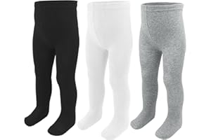 ZERULETS Baby Girls Boys Tights Girls Cotton Leggings Kids Thick Warm Pantyhonse Newborn Stockings 3 Pack for 0-24 Months