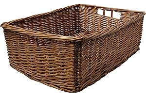 Arthur Cameron - Rectangular Shallow Wicker Storage Tray - Hand-woven by skilled artisans in Northern China, an organiser basket is the perfect home storage solution (Distilled Brown, Large)