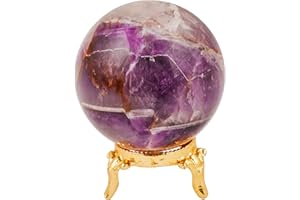 JAGPAROVA Amethyst Crystal - Gemstone Ball - Crystals And Gemstones - Rock Crystal Ball - Gem Sphere Ball - Wiccan Altar Table - Witchy Office Decor - Spiritual Gemstones