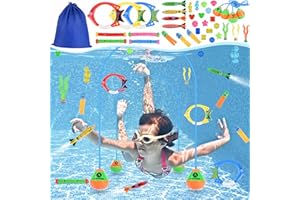 StarryTiger 35PCS Jouets de Plongée, Jouets Piscine Enfant Jouet sous Eau, Anneaux Plongés de Piscine, Kit de Jouet Plongée pour Enfant Natation Jouets Jeux sous Marins Cadeaux