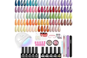 Kit Vernis Semi Permanent avec lampe 48W, Phoenixy 24 Vernis Gel UV Semi Permanent avec Primer Topcoat Matt Lacquer, Kit Ongle Gel UV Complet avec Outils d'ongles Cadeau Pour les Femmes