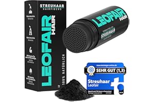 Leofair Haarverdichtung - 100% natürlich - Streuhaar für volles und dichtes Haar in Sekunden! Schütthaar in Premium Friseurqualität - 28g - Perfekter Look für Männer & Frauen (Schwarz)