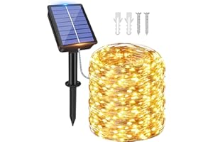 ZeMu Solar Lights Outdoor Garden, 20m 200 LEDs Waterproof Copper Wire Outdoor Fairy Lights, 8 Modes Warm White String Lights Solar Powered for Outside Indoor Gazebo Wedding Party Decorations