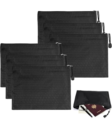 8 Pochettes Billet De Banque A5 24x18 Cm – Portefeuille Zippé En Tissu Oxford, Imperméable, Avec Autocollants