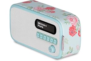 VQ Cath Kidston Portable DAB Radio with Bluetooth - Built-in Rechargeable Battery Powered Radio - Digital DAB Radios Alarm Clock with Dual Alarms & Sleep Timer - DAB+ Radios Mains Powered - Antique Rose