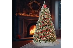 ‎SOONTRANS Soontrans Weihnachtsbaum mit Beleuchtung Wija, Künstlicher Weihnachtsbaum mit Lichterkette 350 Warmweißes Licht & Kunstschnee Beschichtung & 850 Zweigen & Holzständer, aus PE-Spritzguss & PVC (H180cm)