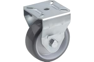 Metafranc 802910 Roulette fixe Ø 75 mm – Plaque 70 x 59 mm – Roue en polyuréthane – Surface de roulement souple – Roulement à rouleaux – Charge maximale 75 kg/Roulette de transport/Roulette pour