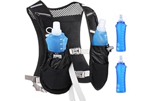 CARASTEK Gilet Hydratation Running, Réglable Gilet Hydratation avec 2 Soft Flask 500 ML et Réfléchissant Gilet,Sac Hydratation Running Homme e Femme Gilet hydratation