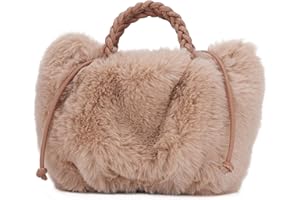 Vividora Damen Plüsch Handtasche Puffer Bag,Niedlich Flauschige Teddy Tasche Crossbody Bag Damen Winter Furry Fell Kunstfell Schultertasche Einkaufstasche für Mädchen