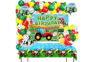 Lilwemen Geburtstagsparty-Zubehör zum Thema Traktor – Traktor-Farm-Party-Geschirr, einschließlich Traktor-Teller, Tassen, Servietten, Tischdecke, Strohhalm, für 20 Gäste