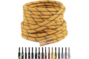 Puzeam 2 Paire Lacets Ronds pour Bottes, Lacets Résistants et Durables pour Chaussures de Travail, Chaussures de Randonnée, Chaussures de Sécurité