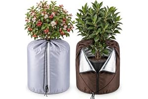 2 st termokrukskydd 70 × 65 cm, frostskydd, vinterskydd för krukväxter | Grytskydd växter vinter köldskydd med dragkedja dragsko, aluminiumfolie, dräneringshål, rötter varm röta fri