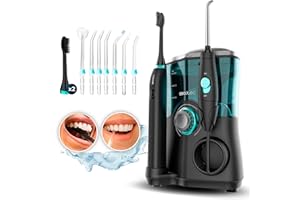 Cecotec Centro di Cura Orale ToothCare Jet Clean. 18 W, Irrigatore con capacità di 600 ml, 10 livelli di pressione, 7 testine e Spazzolino Elettrico con 5 modalità.