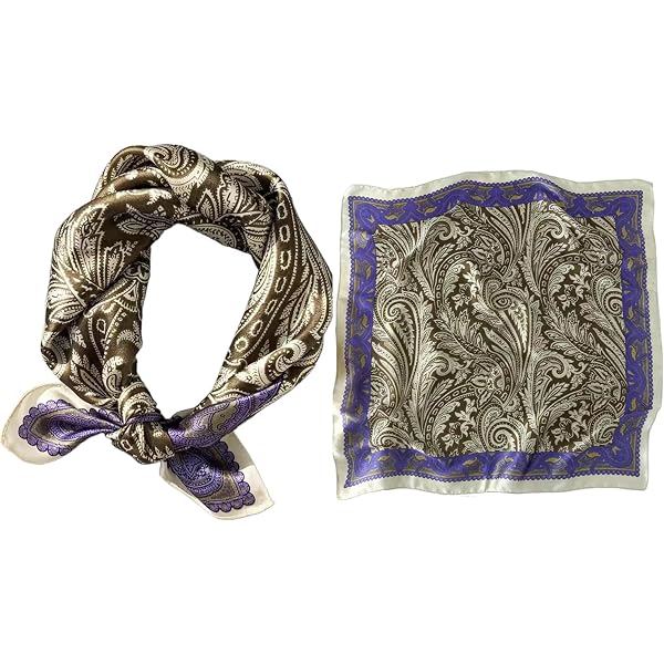 Écharpe En Satin De Soie 148x13,5cm Cravate Double Couche - Dark Blue Crème Rose Flower