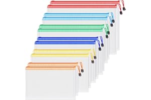‎KOOGEL Koogel 12 Stück Dokumententaschen mit Reißverschluss, 6 Größen & 6 Farben, Wasserdichte Mesh Dokumentenmappe für Rechnung, Datei, Kosmetik, Bürobedarf, Hausaufgaben, Schule & Reise