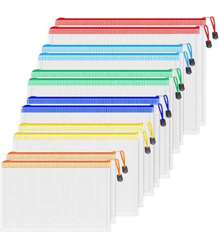 Oaimyy -A5 (7 x 9,5), mesh rits zakje documentmappen tas plastic rits bestandsmappen voor school kantoorbenodigdheden, reizen, organiseren opslag - zwart, 6 stuks