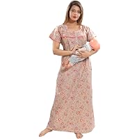Soulemo Women's Cotton Paisley Maxi Feeding Nighty