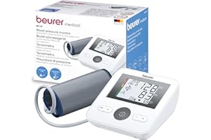 Beurer BM 27 Tensiómetro de brazo digital con control de ajuste del manguito, brazalete de 22-42 cm, indicador de riesgo, det