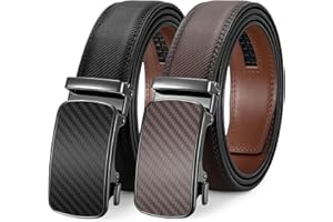 LEACOOLKEY Men's leather belt with slide automatic, Adjustable Ratchet Belt 35mm for men for business casual