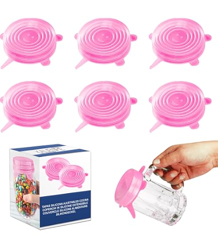 18 Coperchi In Silicone Estensibile Senza BPA - Per Barattoli, Ciotole, Alimenti (Lavastoviglie)