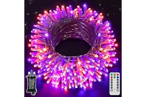 Hopexy Halloween Decorative Fairy Lights Orange Purple, 40m 400 LEDs Fairy Lights Plug in, Waterproof Mains Powered 8 Modes/Timer/Indoor Outdoor Lighting for Halloween Party Garden Autumn Decoration