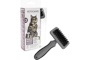 Vetocanis Bio000601 Spazzola in Silicone per Gatti per Eliminare Pelo Superfluo e Massaggiare con Manico Ergonomico