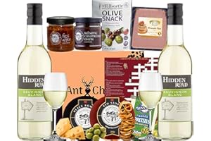 ANT & CHID Wine and Cheese Hamper Gift - 2 Wine, 2 Award Winning Cheeses,Chutneys,Pate,Cheese Gift Set for both Men and Women-Cheese Themed Crossword Puzzle