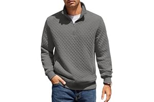 COOFANDY Men's Zip Neck Sweatshirt Winter Long Sleeve T-shirt Stand Collar Sweatshirt Regular Fit 1/4 Zip Pullover Jumper Warm Sweater with Pocket