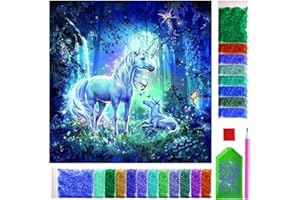 ARTULIO Diamond Painting Set 30x40cm Einhörner – 5D Diamant Painting Bilder Kinder mit Daiments Painting Zubehör für Kinder und Erwachsene - Crystal Art für Home Wand Deko