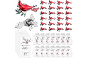 CNSJ Funeral Favours Memorial Cardinal Pin Badge Lapel Brooch Funeral Keepsakes Gifts for Guests with Memorial Poem Cards & Organza Bags Cardinal Brooches for Loss of Loved One