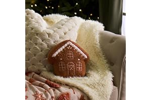 OHS Brown Gingerbread House Christmas Throw Pillow, Soft Cosy Stuffed Scatter Cushion Christmas Decorations Novelty Cushions for Sofa Bed Plush Pillow for Kids Adults, 25 x 25 x 7cm