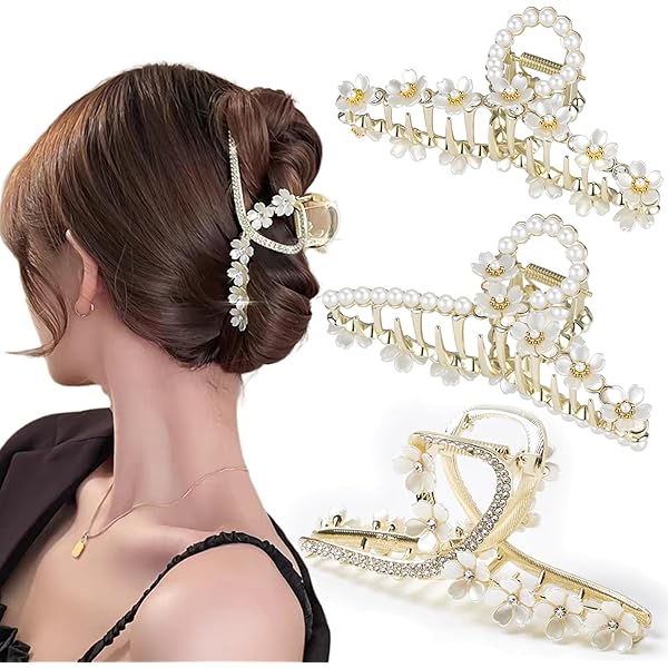 BARTOSI Goldfarbene Herz-Haarspangen Mit Perlen – Elegante Haarklammern Für Frauen & Mädchen (2 Stück)