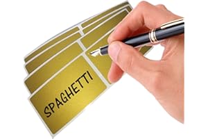 Aurìca Etichette Adesive per Barattoli Vetro 200 pz - Utili per organizzare La Tua Cucina Sono Etichette Removibili Adesive con Scritte Personalizzate e Impermeabile (200)